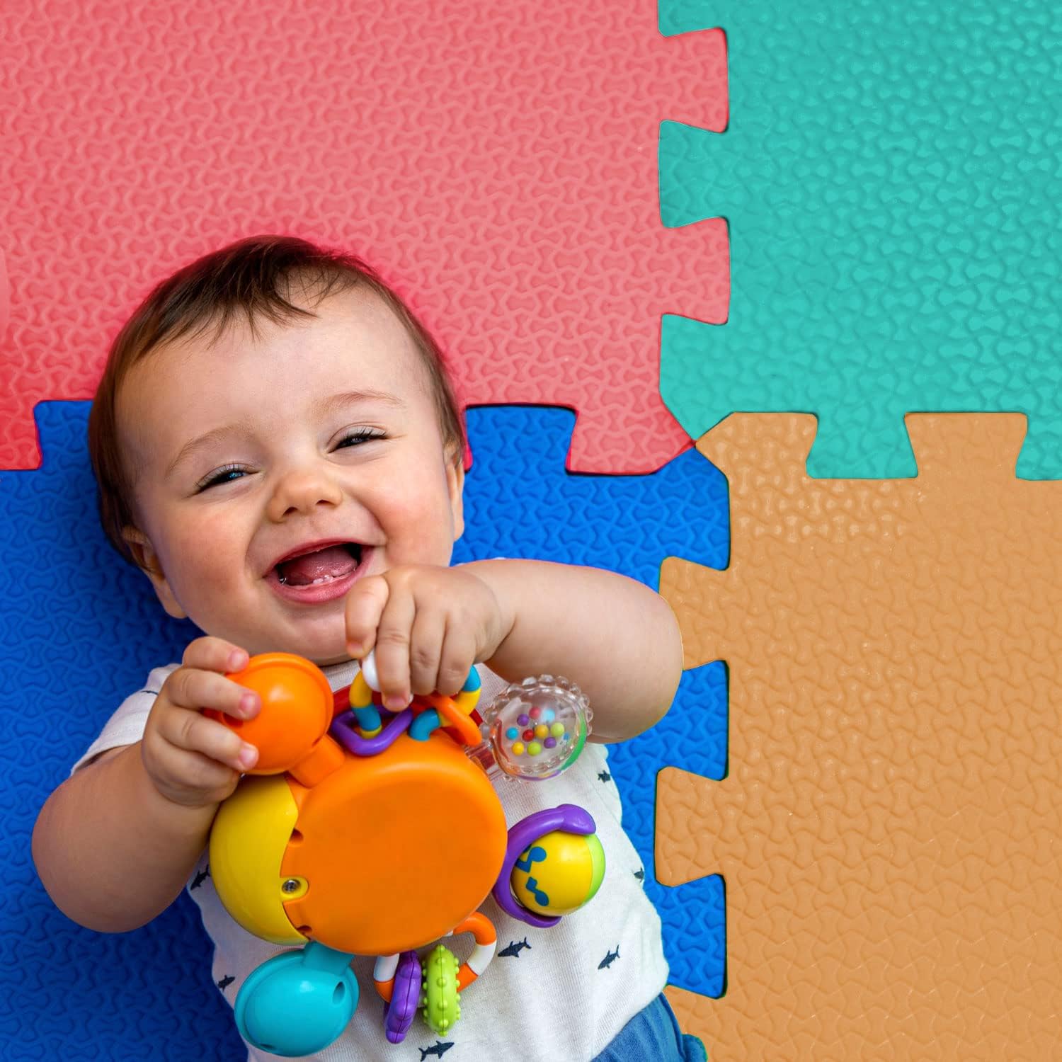 Foam Baby Play Mat (29x29cm) – Thick & Soft EVA Foam Interlocking Floor Tile Matting for Children – Large Multi Colour, Safe & Comfortable 7mm Thick Play Flooring (9pc)
