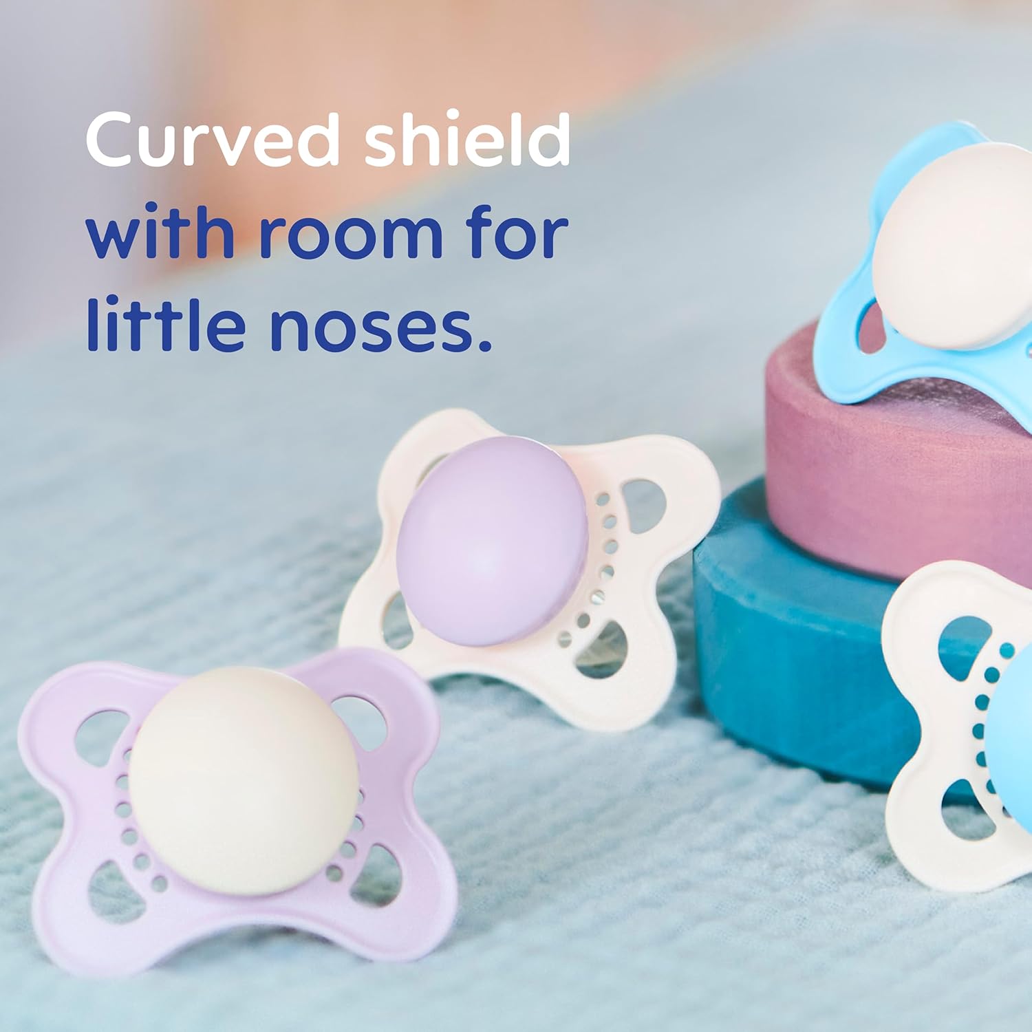 MAM Original Soothers | 0-6 Months | 2 Pack | Comes in Dummy Steriliser Case | Sustainable Materials | Baby Accessories for Newborn | Blue/Cream (Various Designs)