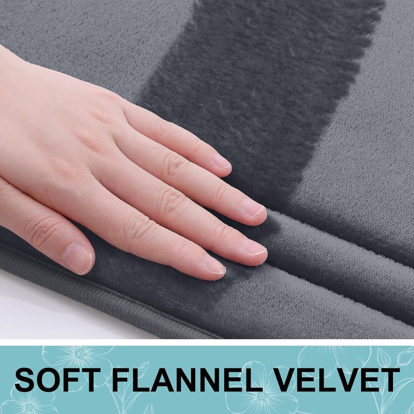 smiry Memory Foam Bath Mat - 40 x 60cm, Non-Slip, Super Absorbent, Comfortable - Machine-Washable Floor Rug, Dark Grey