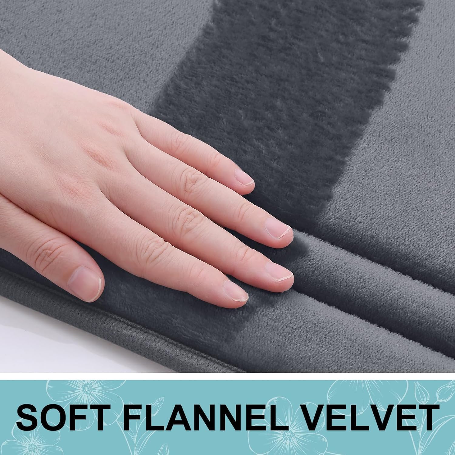 smiry Memory Foam Bath Mat - 40 x 60cm, Non-Slip, Super Absorbent, Comfortable - Machine-Washable Floor Rug, Dark Grey