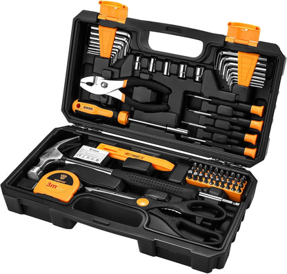 DEKO Tool Kit Set Box 62 Piece Home Repair DIY Tools Basic Hand Toolbox Sets for Home
