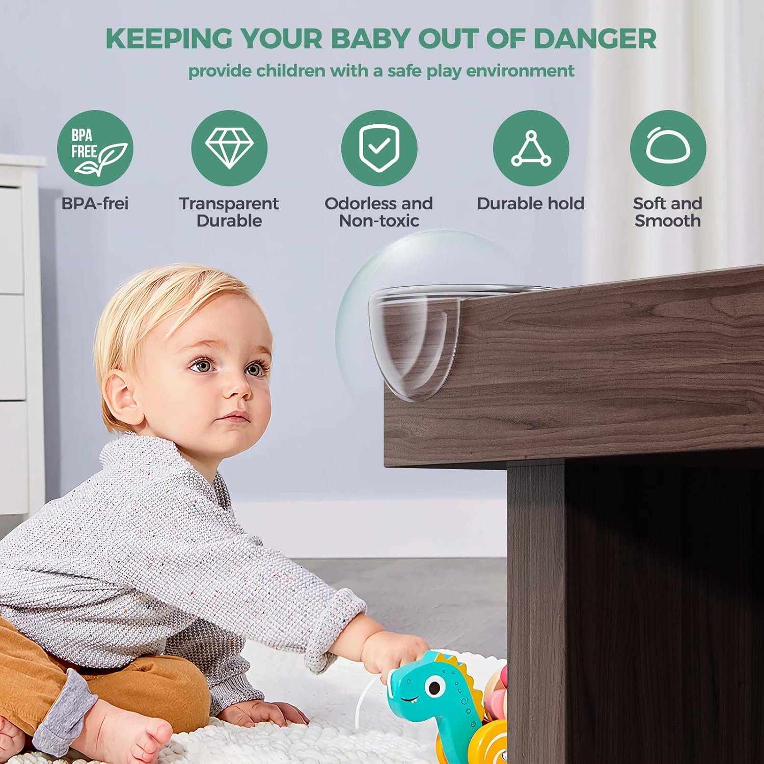 Peakally Corner Protectors for Baby Pack of 12, Thick Table Furniture Edge Protectors for Kids with Strong Adhesion, Corner Guard & Edge Safety Bumpers Clear - 6 R and 6 L