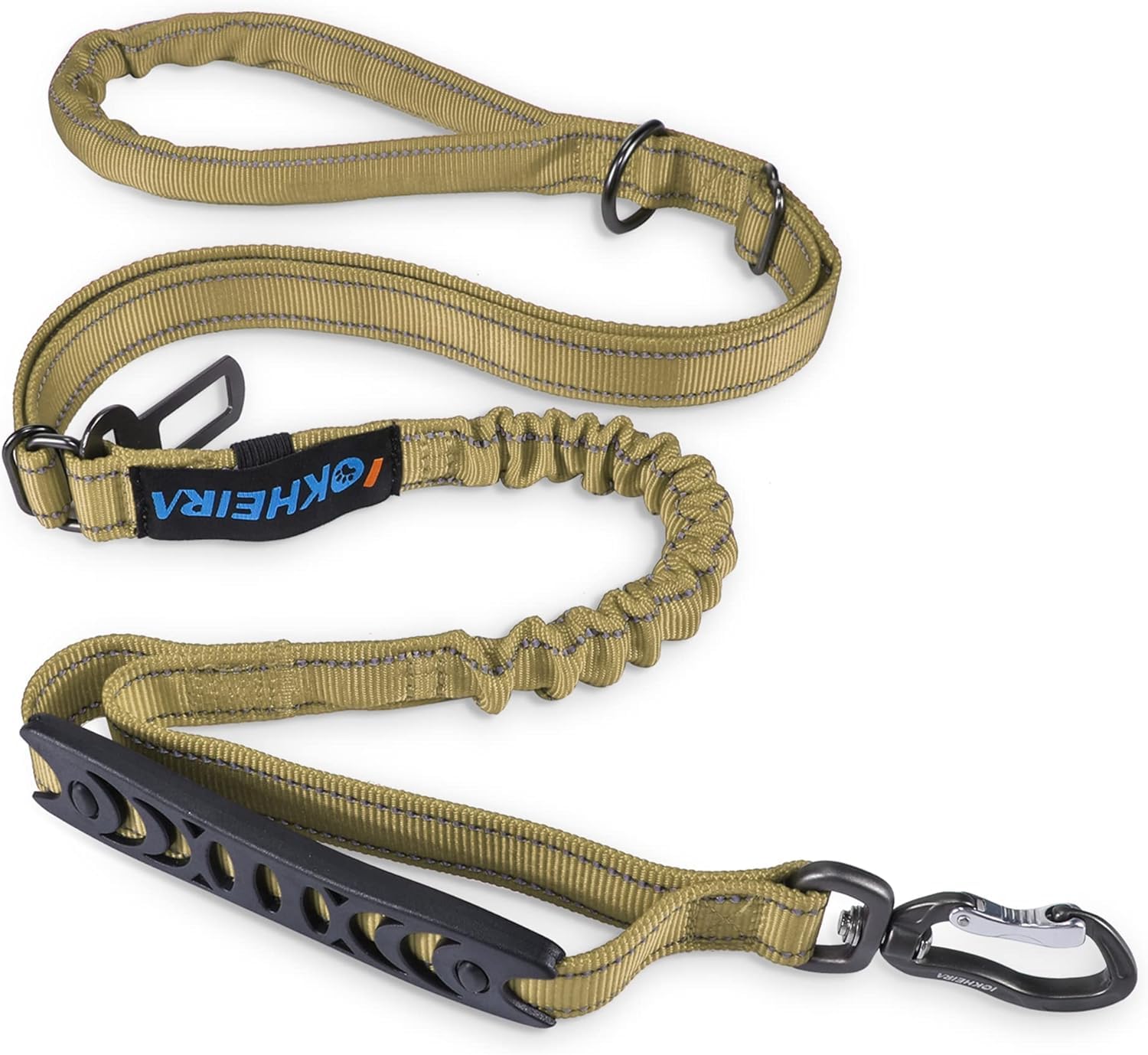 IOKHEIRA Bungee Dog Leash, Anti Pull Dog Leads with Car Seat Belt Buckle, Reflective Thread Dog Leads with Traffic Control Handle, Adjustable Dog Leash for Small Medium Large Dogs