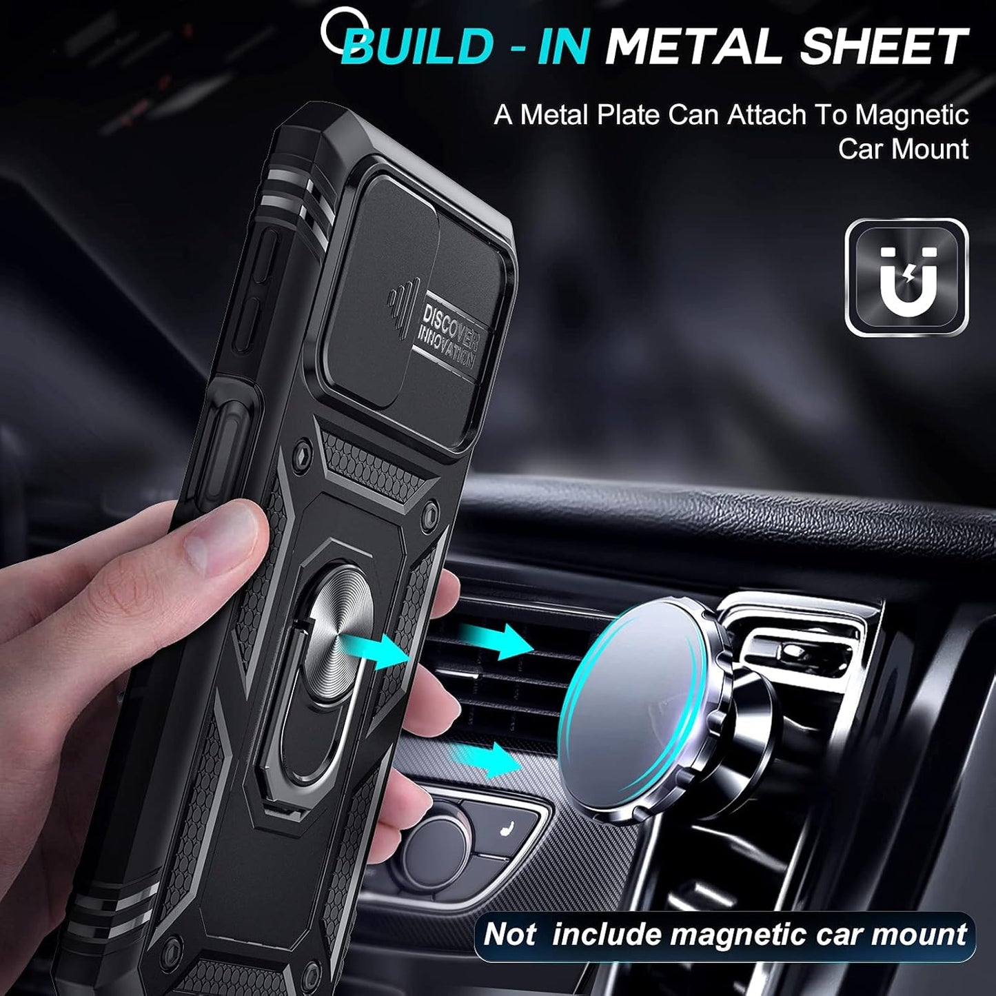 LeYi for Samsung Galaxy A32 5G Case with Slide Camera Cover and 2 Tempered Glass Screen Protector,Ring Holder Full Body Protective Heavy Duty Shockproof Silicone Tough Hard Armour Phone Cover, Black