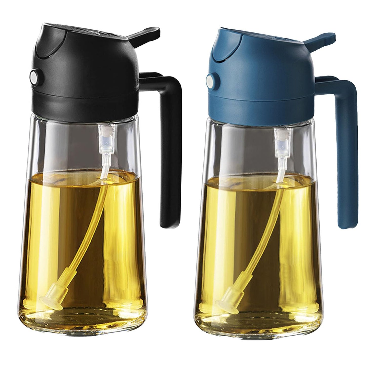 TrendPlain 16oz Olive Oil Spray Bottle - 2 in 1 Olive Oil Dispenser Bottle for Kitchen Accessories - Kitchen Gadgets, For Air Fryer (Black)