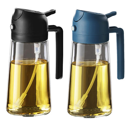 TrendPlain 16oz Olive Oil Spray Bottle - 2 in 1 Olive Oil Dispenser Bottle for Kitchen Accessories - Kitchen Gadgets, For Air Fryer (Black)