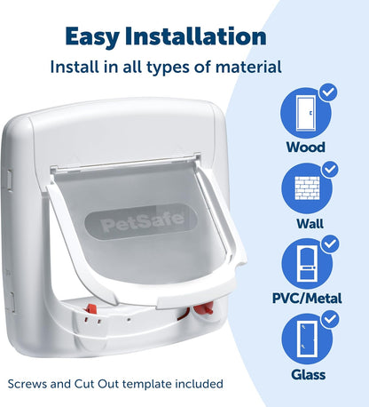PetSafe, Deluxe Magnetic Cat Flap, Selective Entry, 4 Way Locking, White