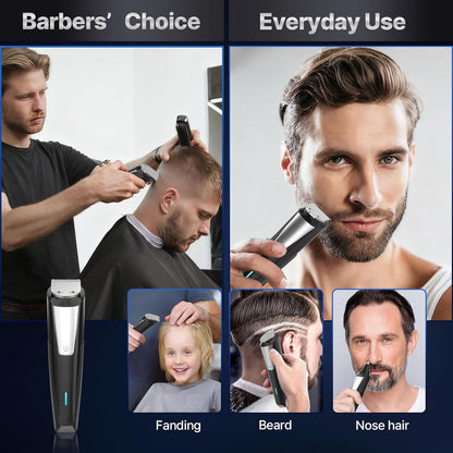 Beard Trimmer Hair Clippers for Men - All-in-One Cordless Nose & Ear Hair Trimmer Grooming Kits with Zero Gapped T-Blade Electric Razor Shaver, 9 Guide Combs, Ideal Gifts for Men​