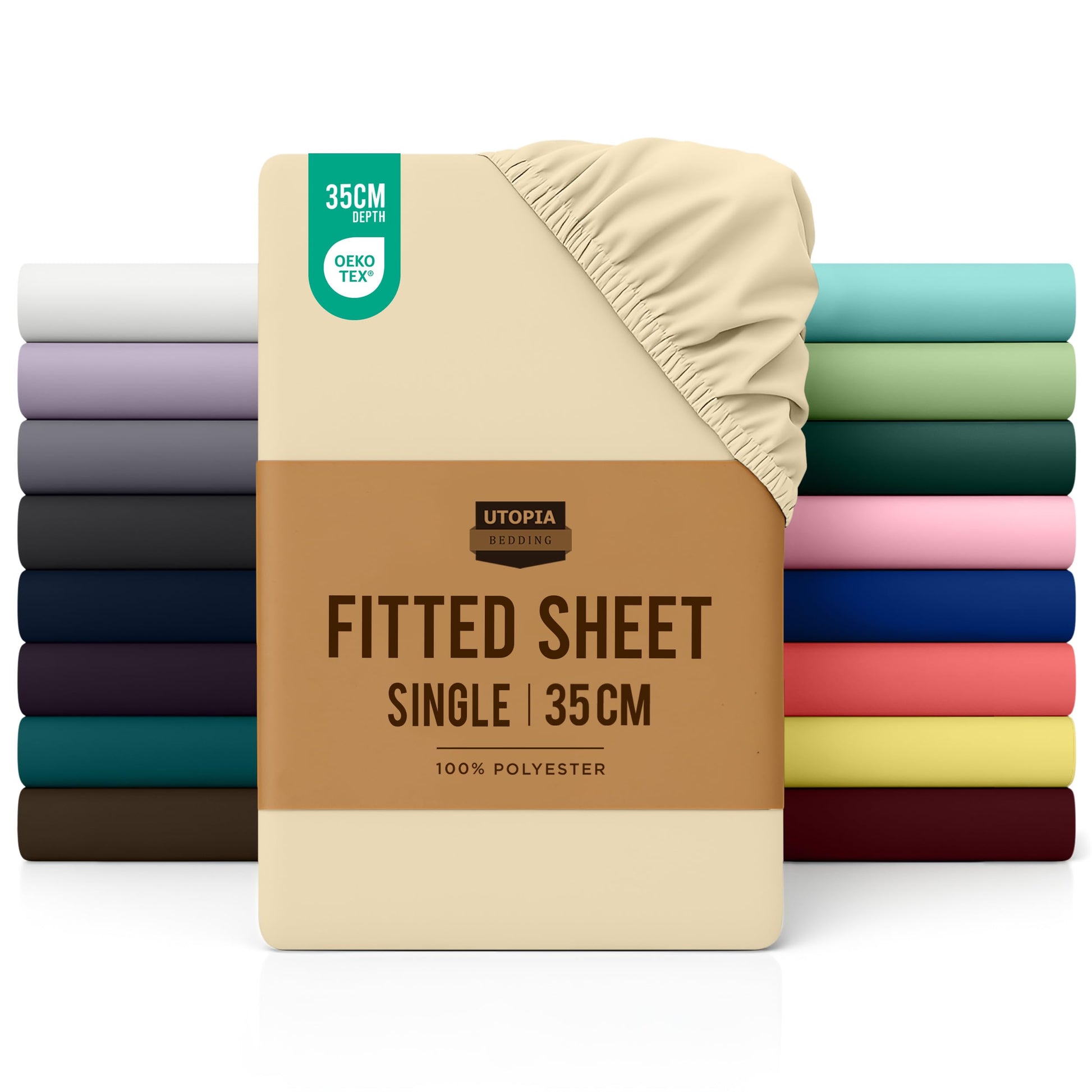 Utopia Bedding Fitted Sheet Double, White - Deep Pocket 14 inch (35 cm) - Easy Care - OEKO-TEX Certified - Soft Brushed Microfibre Fabric - Shrinkage and Fade Resistant - Bottom Sheet