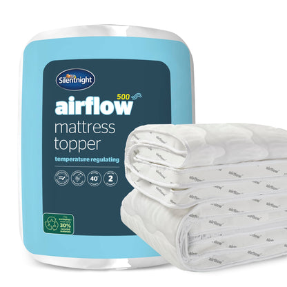 Silentnight Airmax 1000 Double Mattress Topper - Extra Thick Deep Fitted Mattress Enhancer with 10cm Thick Cushioning, Mesh Sides to Increase Airflow and Elasticated Straps - Double - 190x135cm