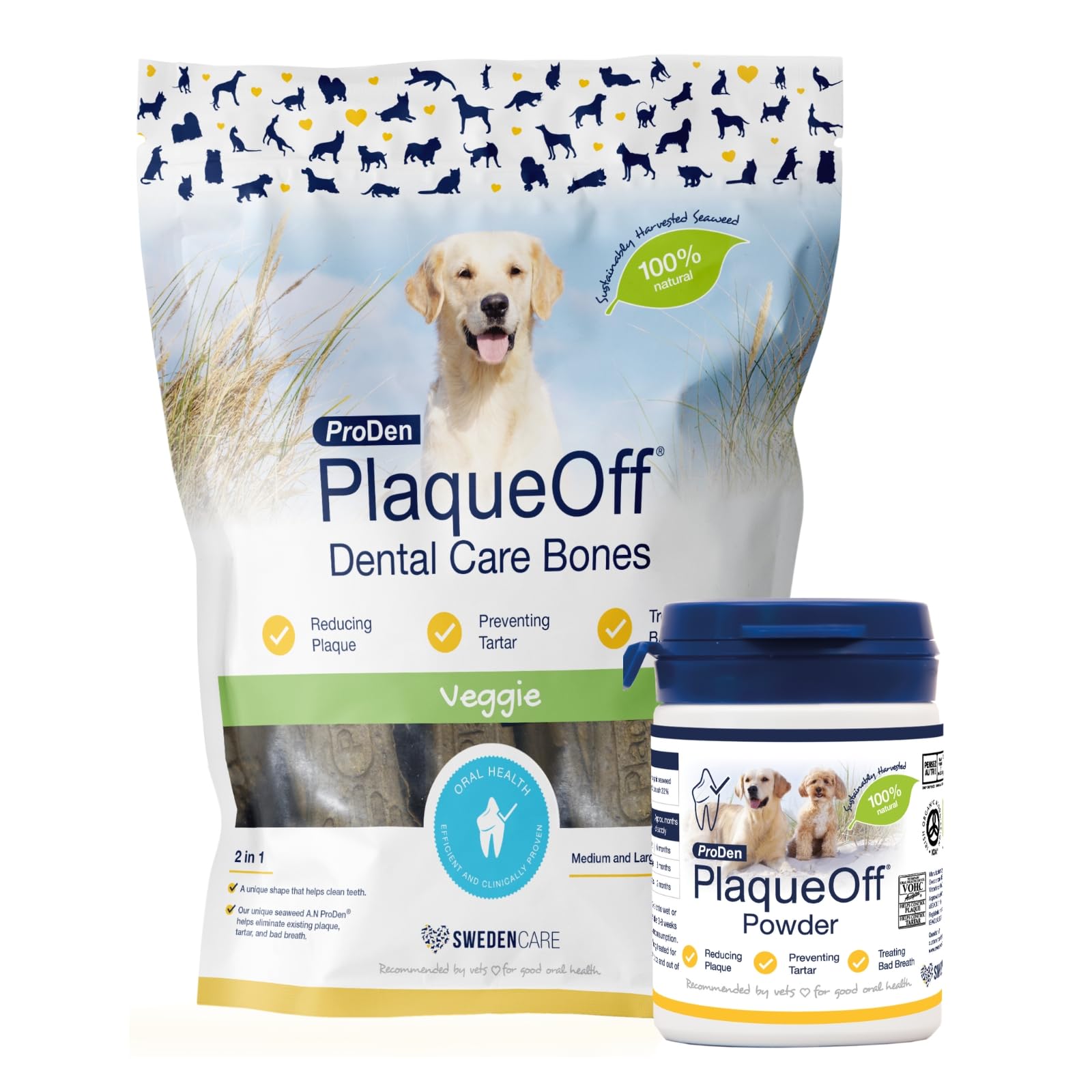 Powder for Dogs & Cats, Tartar & Bad Breath Remover 100% Natural Teeth Cleaner and Plaque Remover 60 g