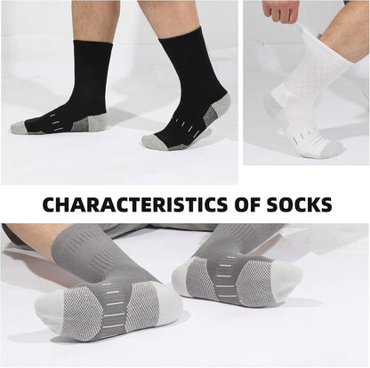 Mens Socks Cushioned Work Socks Walking Socks Womens Crew Athletic Socks for Outdoor Hiking Trainer Running