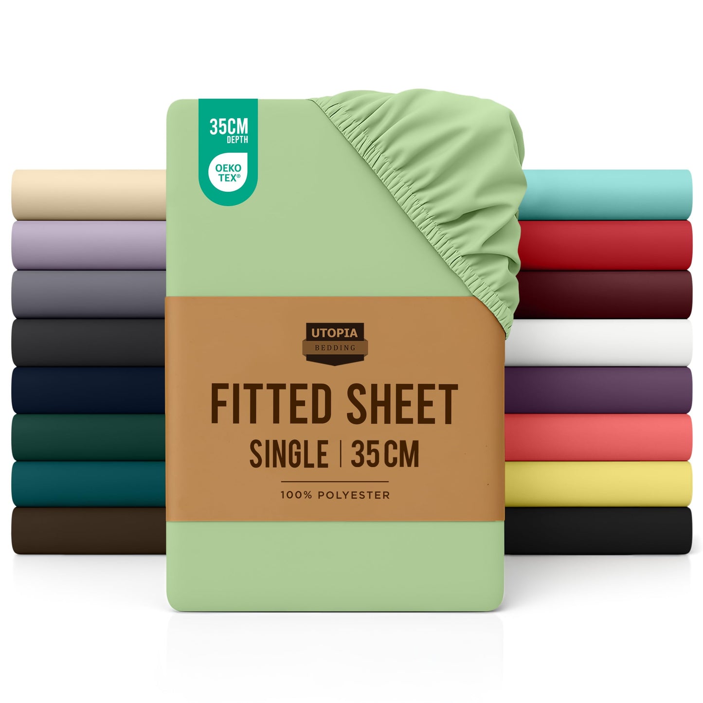 Utopia Bedding Fitted Sheet Double, White - Deep Pocket 14 inch (35 cm) - Easy Care - OEKO-TEX Certified - Soft Brushed Microfibre Fabric - Shrinkage and Fade Resistant - Bottom Sheet