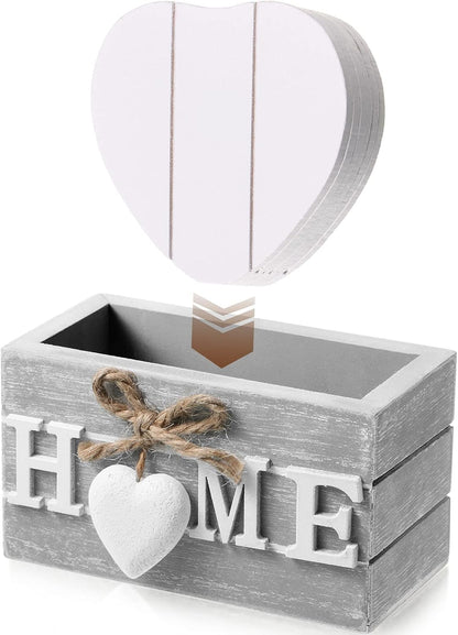 Patelai Wooden Heart Coasters for Drinks Set of 6 Funny Farmhouse Coasters with Holder for Coffee Table Protection Housewarming Gifts New Home Decoration, 4 Inch(Home, Grey)