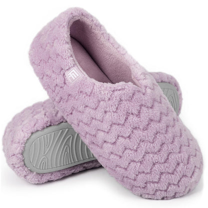 FamilyFairy Women's Memory Foam Slippers Soft Sherpa Lining Anti-Slip Lightweight House Shoes
