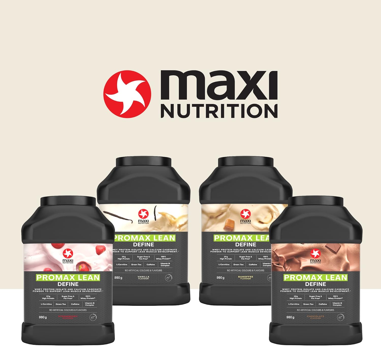 MaxiNutrition - Promax Lean, Banoffee - Whey Protein Powder for Weight Loss and Lean Muscle Development – Sugar Free and Fat Free, Vegetarian-Friendly, 29g Protein, 128 kcal per Serving, 980g