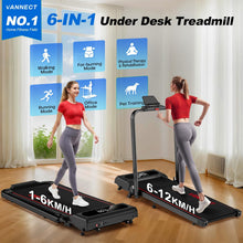 6 in 1 Folding Treadmill with 12KM/H, 9% Incline Walking Pad Foldable with APP, 2.75HP Under Desk Treadmills for Home Office, Running Machine Portable with Magnetic Remote Control, 350LBS Weight