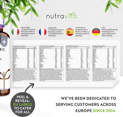 Multivitamins & Minerals - 365 Vegan Multivitamin Tablets - 1 Year Supply - Multivitamin Tablets for Men and Women with 26 Essential Active Vitamins & Minerals - Made in The UK by Nutravita