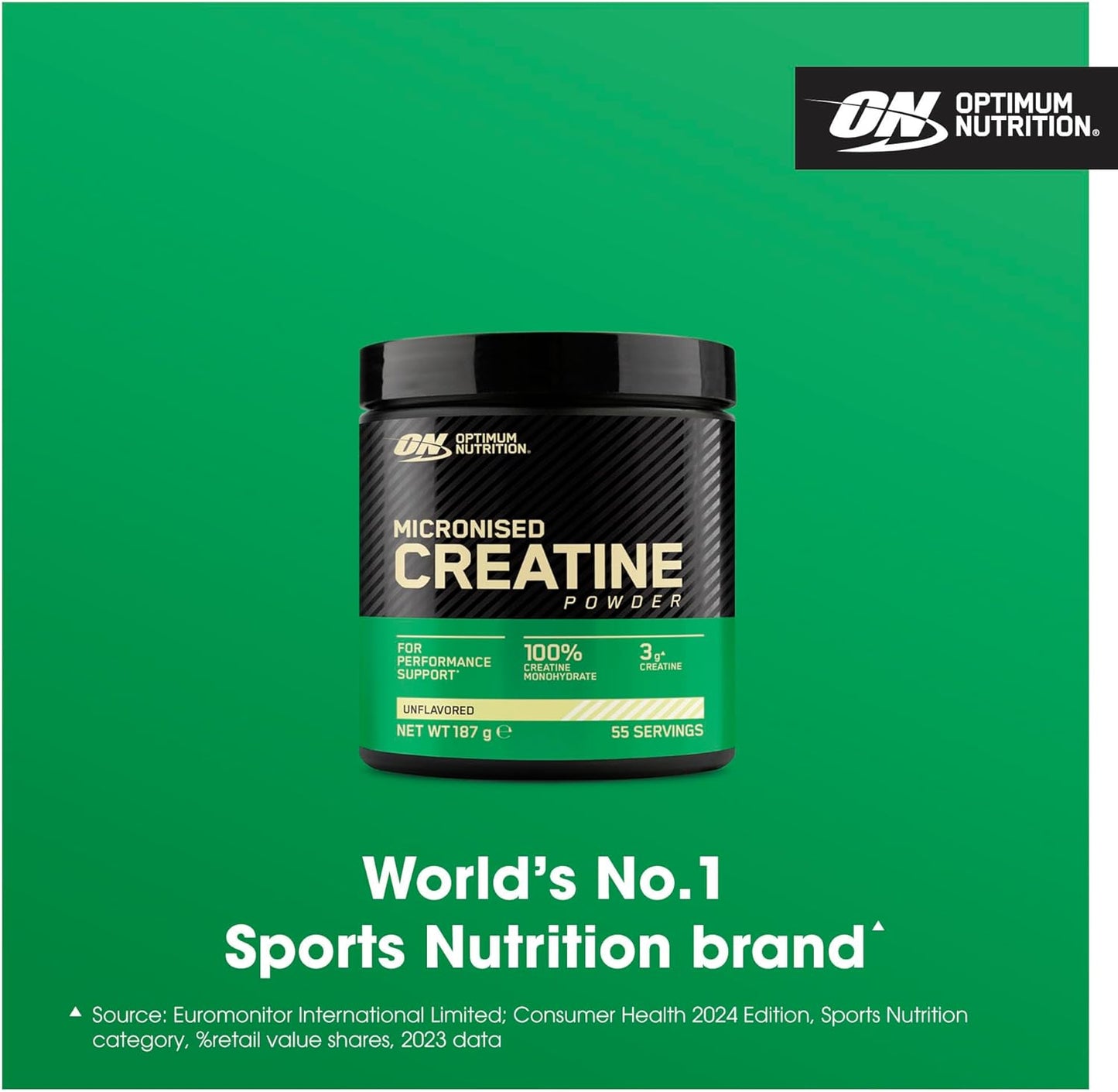 Optimum Nutrition Micronised Creatine Powder, 100% Pure Creatine Monohydrate Powder for Performance and Muscle Power, Unflavoured Shake, 186 Servings, 634 g
