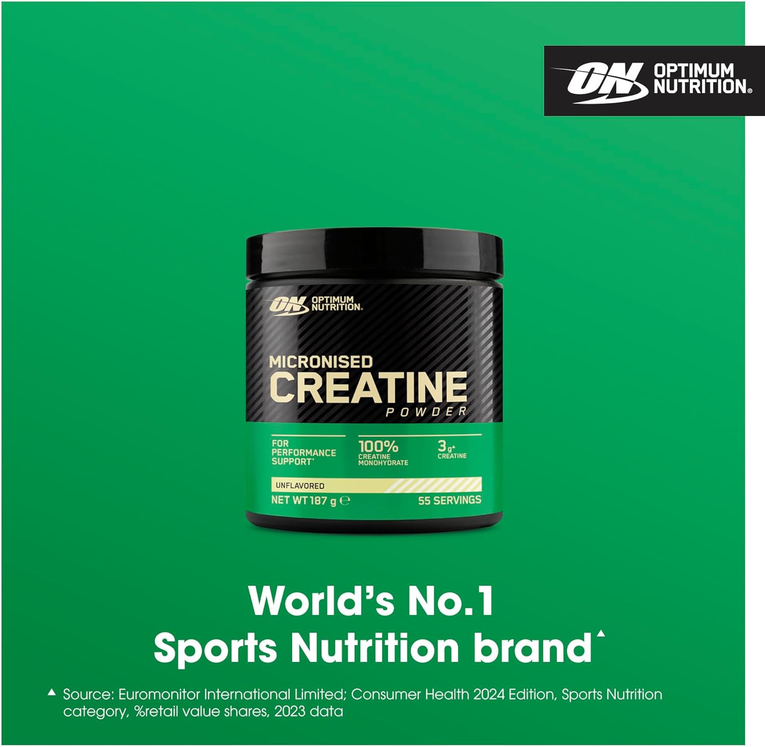 Optimum Nutrition Micronised Creatine Powder, 100% Pure Creatine Monohydrate Powder for Performance and Muscle Power, Unflavoured Shake, 186 Servings, 634 g
