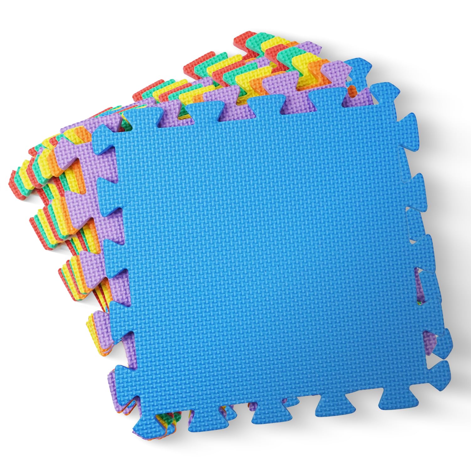Foam Baby Play Mat (29x29cm) – Thick & Soft EVA Foam Interlocking Floor Tile Matting for Children – Large Multi Colour, Safe & Comfortable 7mm Thick Play Flooring (9pc)
