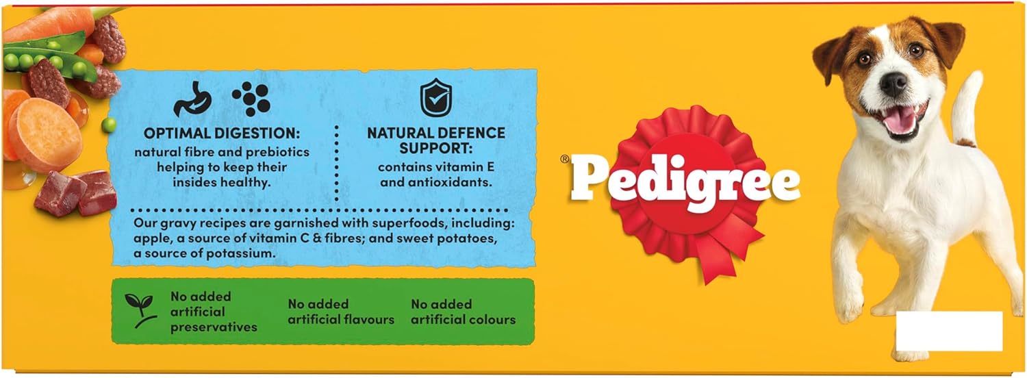 PEDIGREE - Adult Wet Dog Food Pouches - 40 x 100 g - Mixed Selection in Gravy - Dog Food Wet Bulk Pack