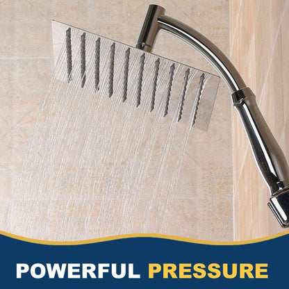 Square Rainfall Shower Head with Extension Arm - High Pressure Rain Shower Heads and Handheld Shower Arm - 8 inch Large Waterfall Chrome Showerhead, Silver