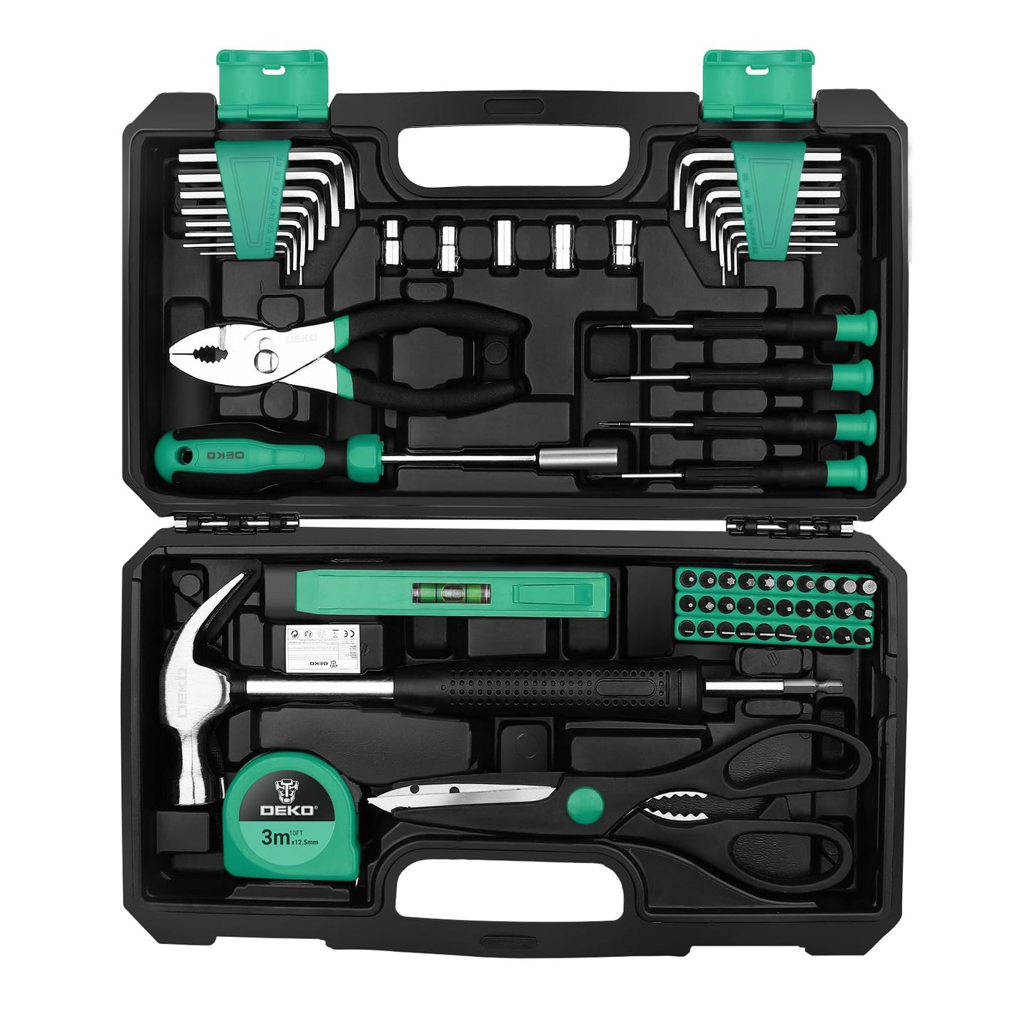 DEKO Tool Kit Set Box 62 Piece Home Repair DIY Tools Basic Hand Toolbox Sets for Home