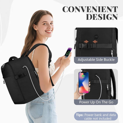 Hayayu Ryanair Cabin Bags 40x30x20 Underseat Travel Backpack Easyjet Cabin Bag 45x36x20 Carry on Water Resistant Hand Luggage for Men and Women, Black