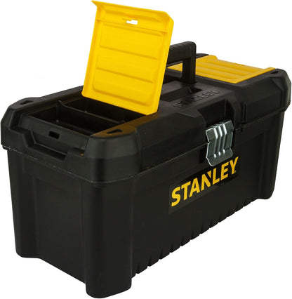 STANLEY Essential Tool Box (16in), Durable Storage Solution with Removable Tote Tray and Organisers, for Parts and Tools Storage, STST1-75518