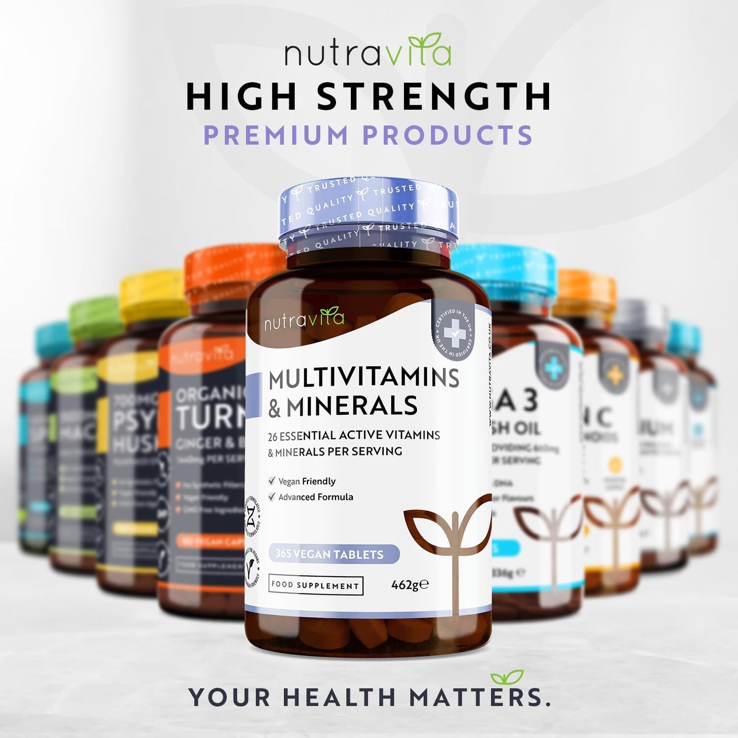 Multivitamins & Minerals - 365 Vegan Multivitamin Tablets - 1 Year Supply - Multivitamin Tablets for Men and Women with 26 Essential Active Vitamins & Minerals - Made in The UK by Nutravita