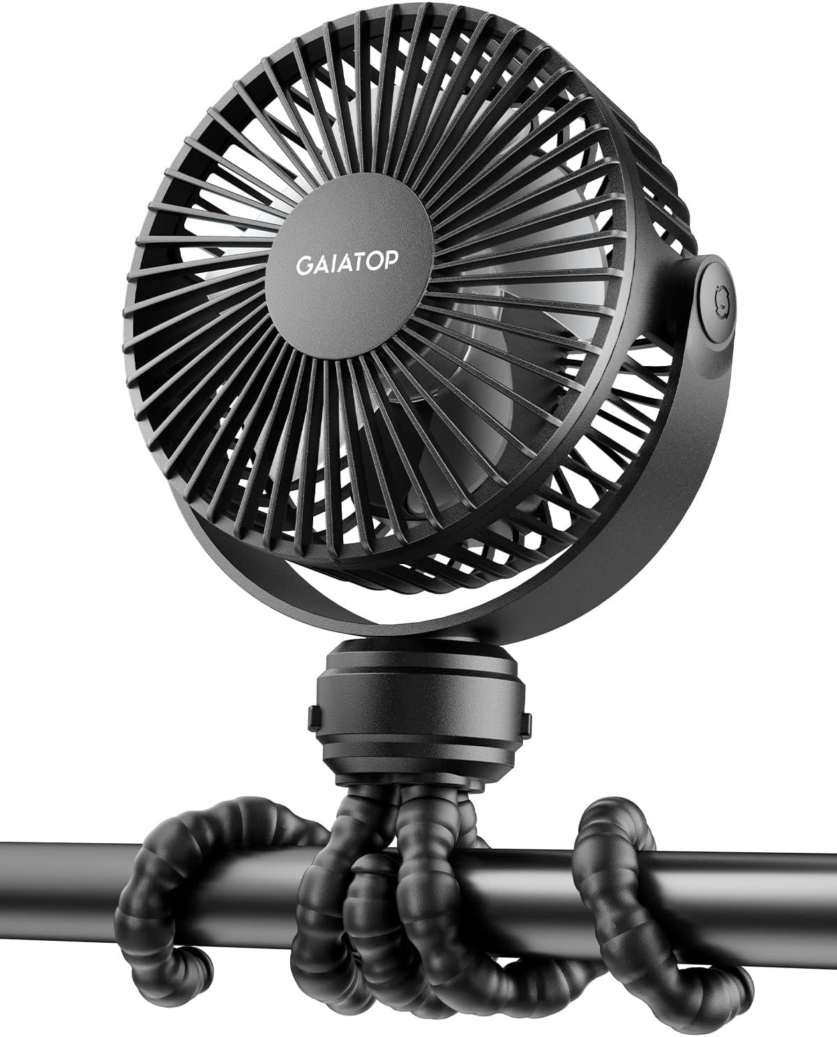 Mini Portable Pram Fan, Rechargeable Small Clip on Fan for Stroller, Detachable 3 Speed 360 Degree Rotate Flexible Tripod Handheld Desk Cooling Car Seat Crib Treadmill Travel Black (SF40)