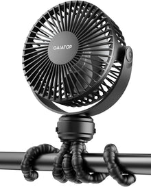 Mini Portable Pram Fan, Rechargeable Small Clip on Fan for Stroller, Detachable 3 Speed 360 Degree Rotate Flexible Tripod Handheld Desk Cooling Car Seat Crib Treadmill Travel Black (SF40)