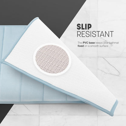 KEPLIN Memory Foam Bath Mat - Ultra-Soft, Highly Absorbent, Non-Slip, Machine Washable - Luxurious Comfort for Home & Bathroom Floors (Light Blue, 40 x 60cm)