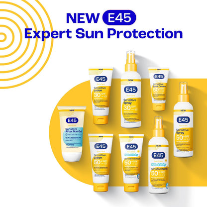 E45 Kids & Baby Sun Lotion for Sensitive Skin SPF 50+. Face & Body Gentle Sun Cream with UVA & UVB Protection with Avocado Oil. For Dry Sensitive Skin and Eczema Prone Skin -180 ml