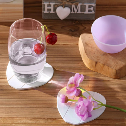 Patelai Wooden Heart Coasters for Drinks Set of 6 Funny Farmhouse Coasters with Holder for Coffee Table Protection Housewarming Gifts New Home Decoration, 4 Inch(Home, Grey)