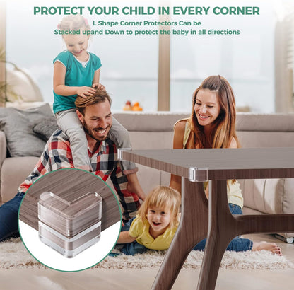 Peakally Corner Protectors for Baby Pack of 12, Thick Table Furniture Edge Protectors for Kids with Strong Adhesion, Corner Guard & Edge Safety Bumpers Clear - 6 R and 6 L