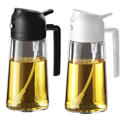 TrendPlain 16oz Olive Oil Spray Bottle - 2 in 1 Olive Oil Dispenser Bottle for Kitchen Accessories - Kitchen Gadgets, For Air Fryer (Black)