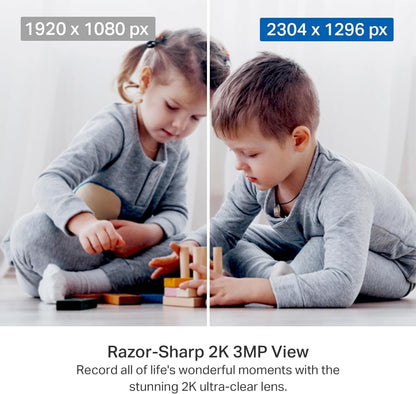 Tapo C211 2K 3MP Pan/Tilt Indoor Camera House Security Camera, WiFi Camera, No Monthly Fee, AI Detection, Dog Camera, Baby Camera Monitor, CCTV, 360° View, Night Vision, Works with Alexa & Google