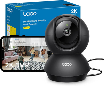 Tapo C211 2K 3MP Pan/Tilt Indoor Camera House Security Camera, WiFi Camera, No Monthly Fee, AI Detection, Dog Camera, Baby Camera Monitor, CCTV, 360° View, Night Vision, Works with Alexa & Google