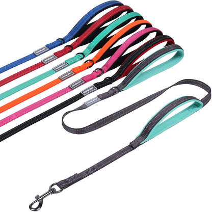 Traffic Handle Dog Lead, Soft Two Padded Handles Dog Leash, Strong Reflective & Metal Hook Training Dog Lead, Black