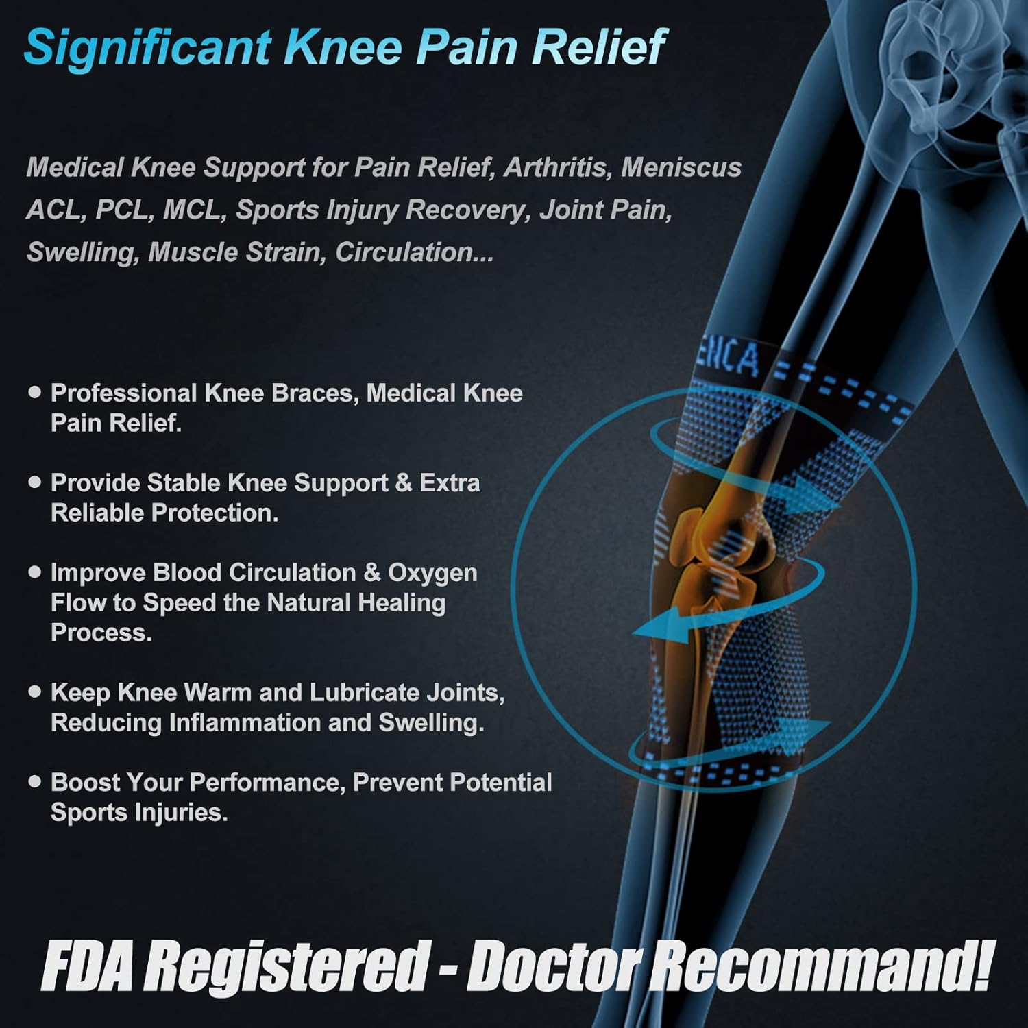 NEENCA Professional Knee Brace,Knee Compression Sleeve Support for Men Women with Patella Gel Pads & Side Stabilizers,Medical Grade Knee Pads for Running,Meniscus Tear,ACL,Arthritis,Joint Pain Relief