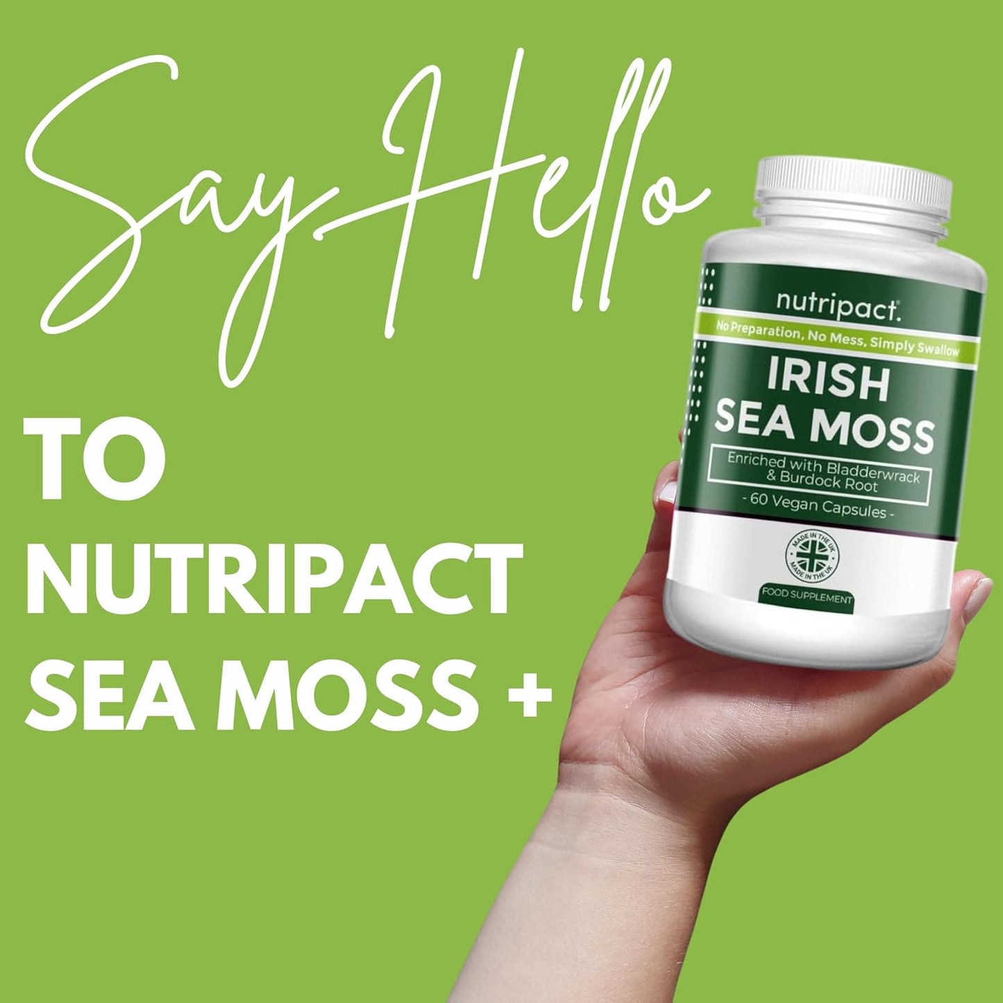 Sea Moss Capsules, Bladderwrack and Burdock Root - 3280mg per Serving - One a Day High Strength - Easy to Swallow - Natural Source of Iodine - Chondrus Crispus - 60 Vegan Capsules