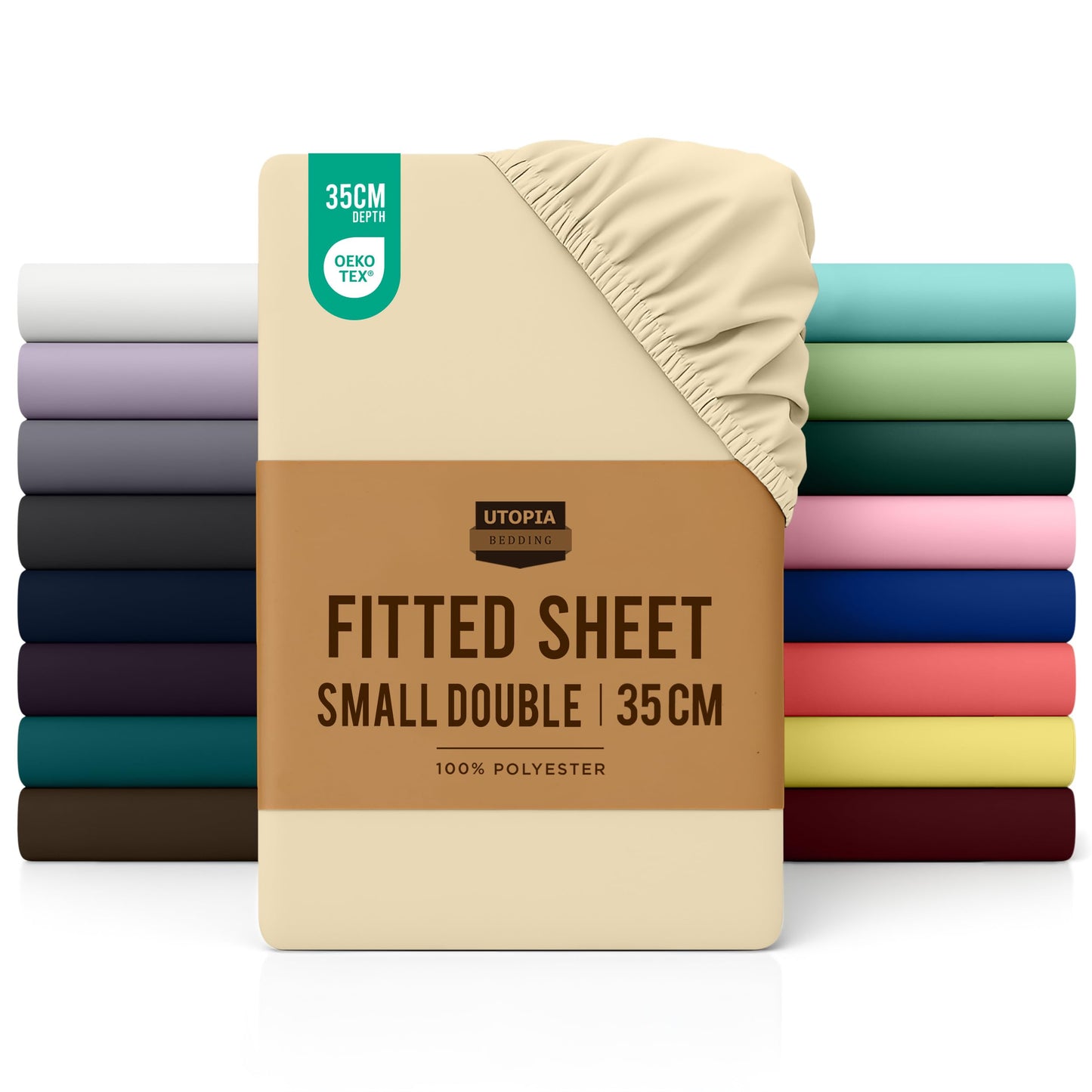Utopia Bedding Fitted Sheet Double, White - Deep Pocket 14 inch (35 cm) - Easy Care - OEKO-TEX Certified - Soft Brushed Microfibre Fabric - Shrinkage and Fade Resistant - Bottom Sheet