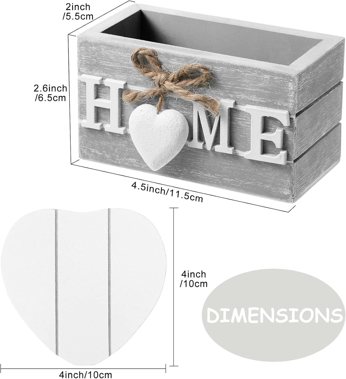 Patelai Wooden Heart Coasters for Drinks Set of 6 Funny Farmhouse Coasters with Holder for Coffee Table Protection Housewarming Gifts New Home Decoration, 4 Inch(Home, Grey)