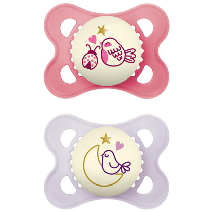 MAM Original Soothers | 0-6 Months | 2 Pack | Comes in Dummy Steriliser Case | Sustainable Materials | Baby Accessories for Newborn | Blue/Cream (Various Designs)