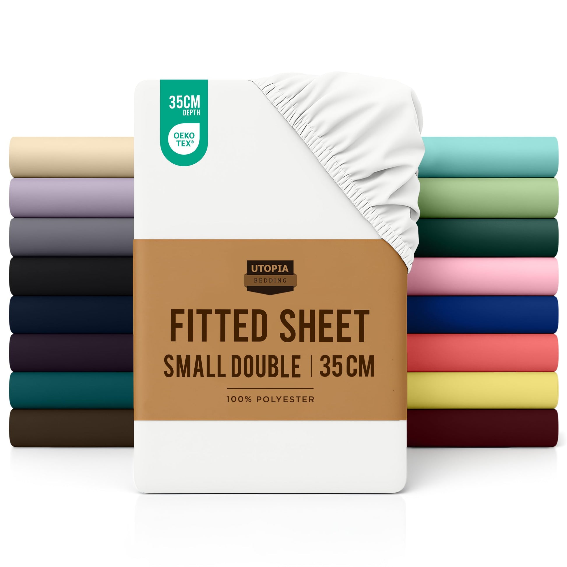 Utopia Bedding Fitted Sheet Double, White - Deep Pocket 14 inch (35 cm) - Easy Care - OEKO-TEX Certified - Soft Brushed Microfibre Fabric - Shrinkage and Fade Resistant - Bottom Sheet