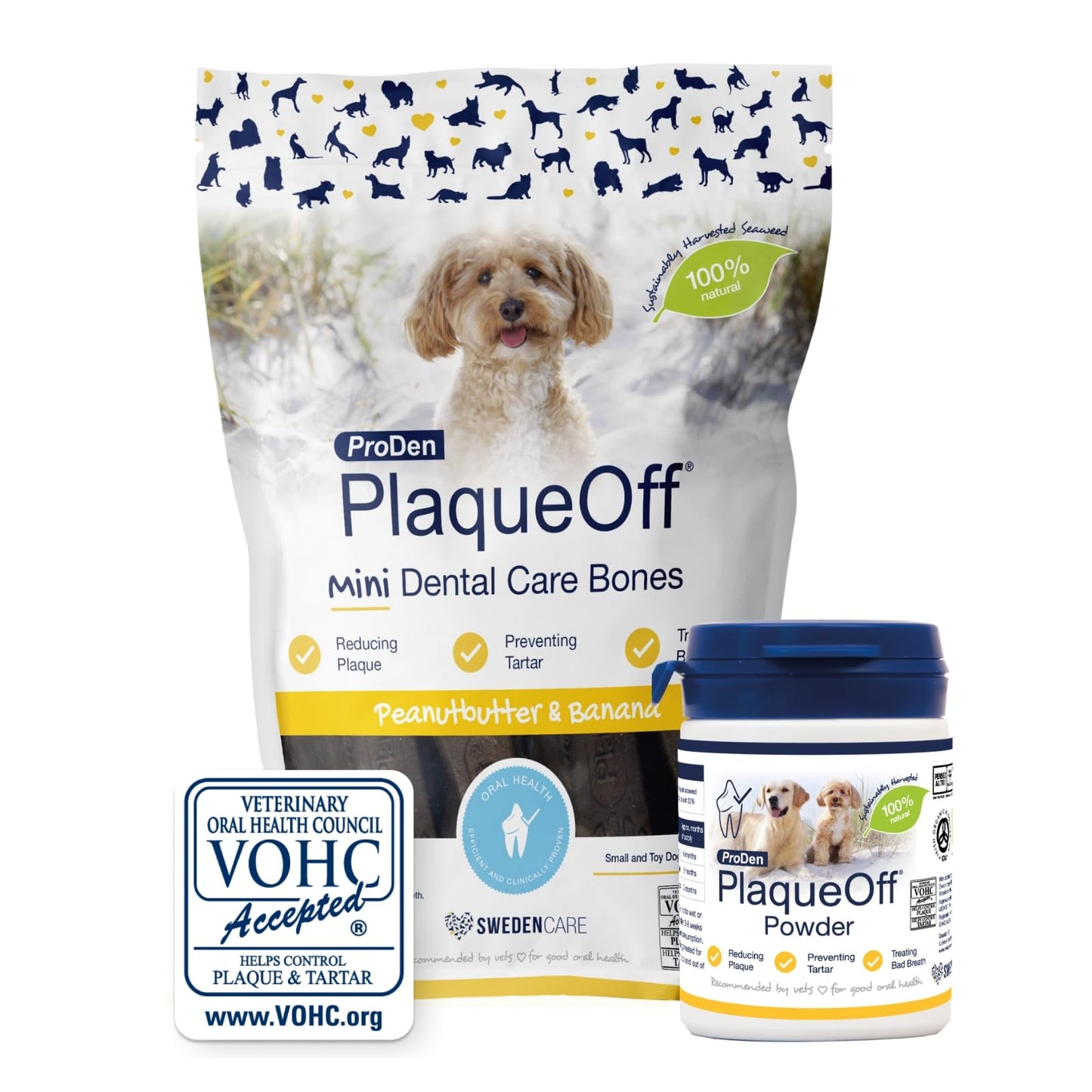 Powder for Dogs & Cats, Tartar & Bad Breath Remover 100% Natural Teeth Cleaner and Plaque Remover 60 g