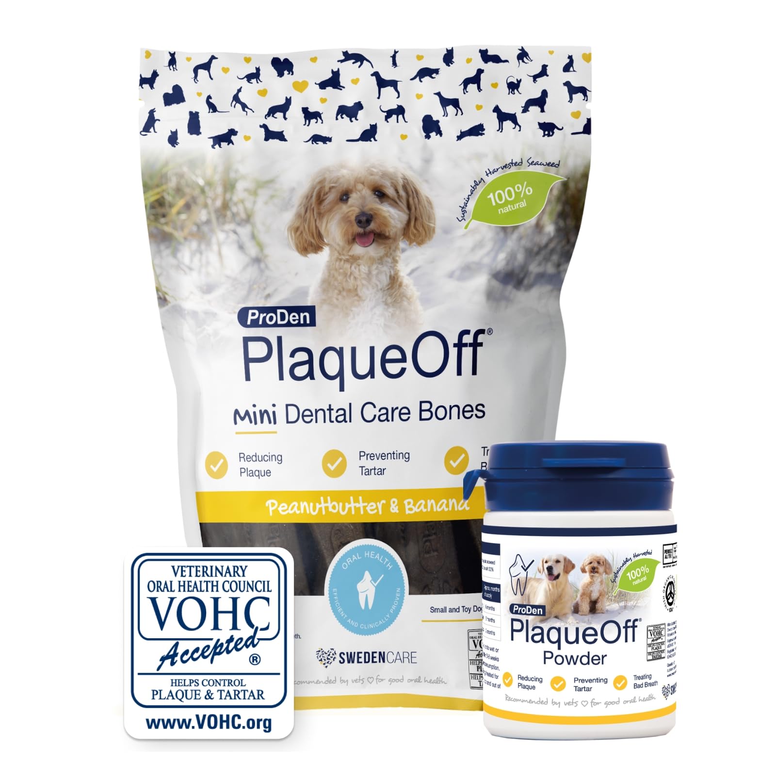 Powder for Dogs & Cats, Tartar & Bad Breath Remover 100% Natural Teeth Cleaner and Plaque Remover 60 g