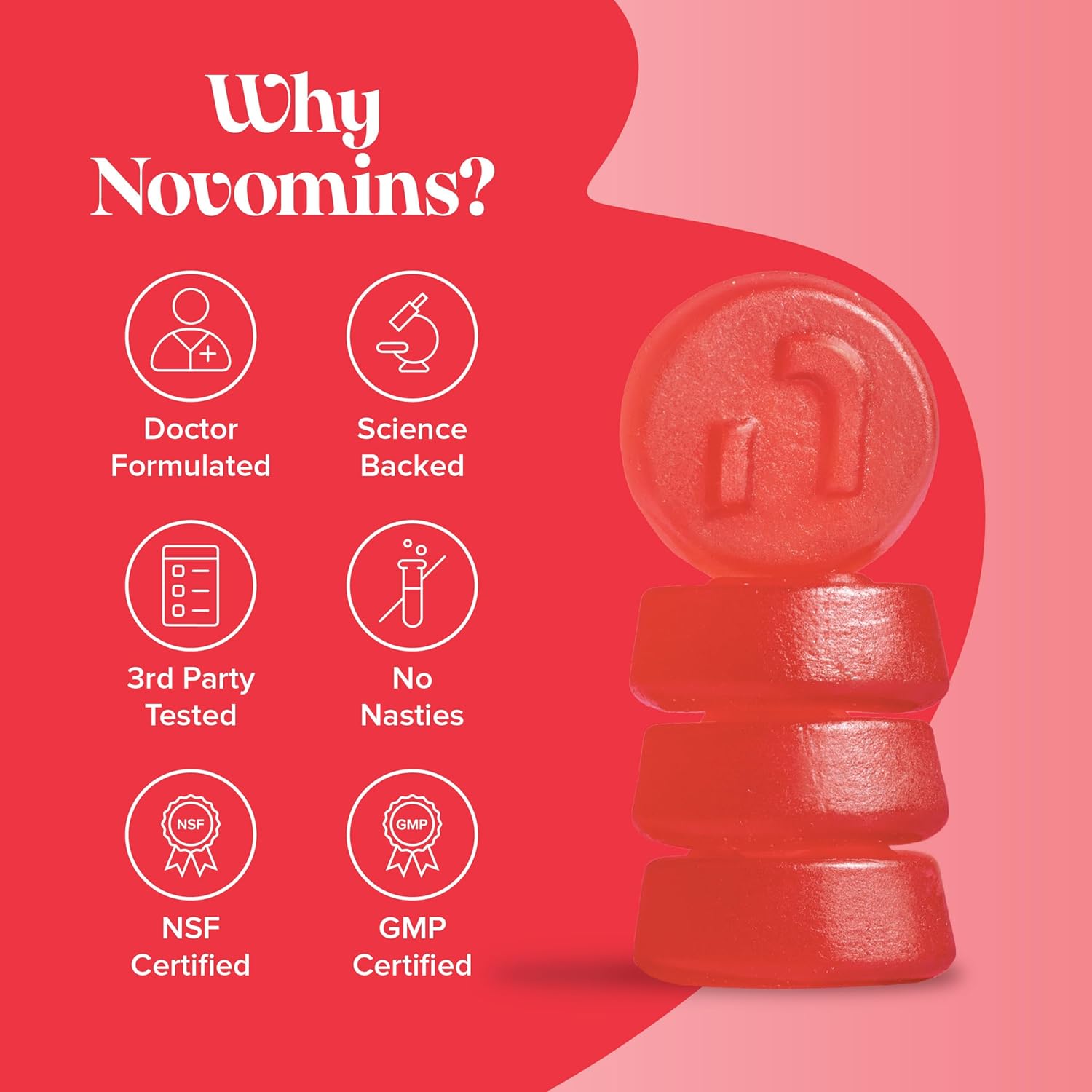 Energy Gummies - High Strength Energy Chews – Tastier Than Energy Gels, Drinks, Tablets and Pills – Caffeine Free Energy Boost Supplements for Running, Cycling, Studying - Made by Novomins